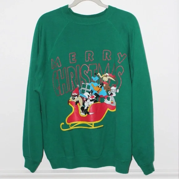 Vintage Looney Tunes Christmas Crewneck Sweatshirt XL - Picture 7 of 8